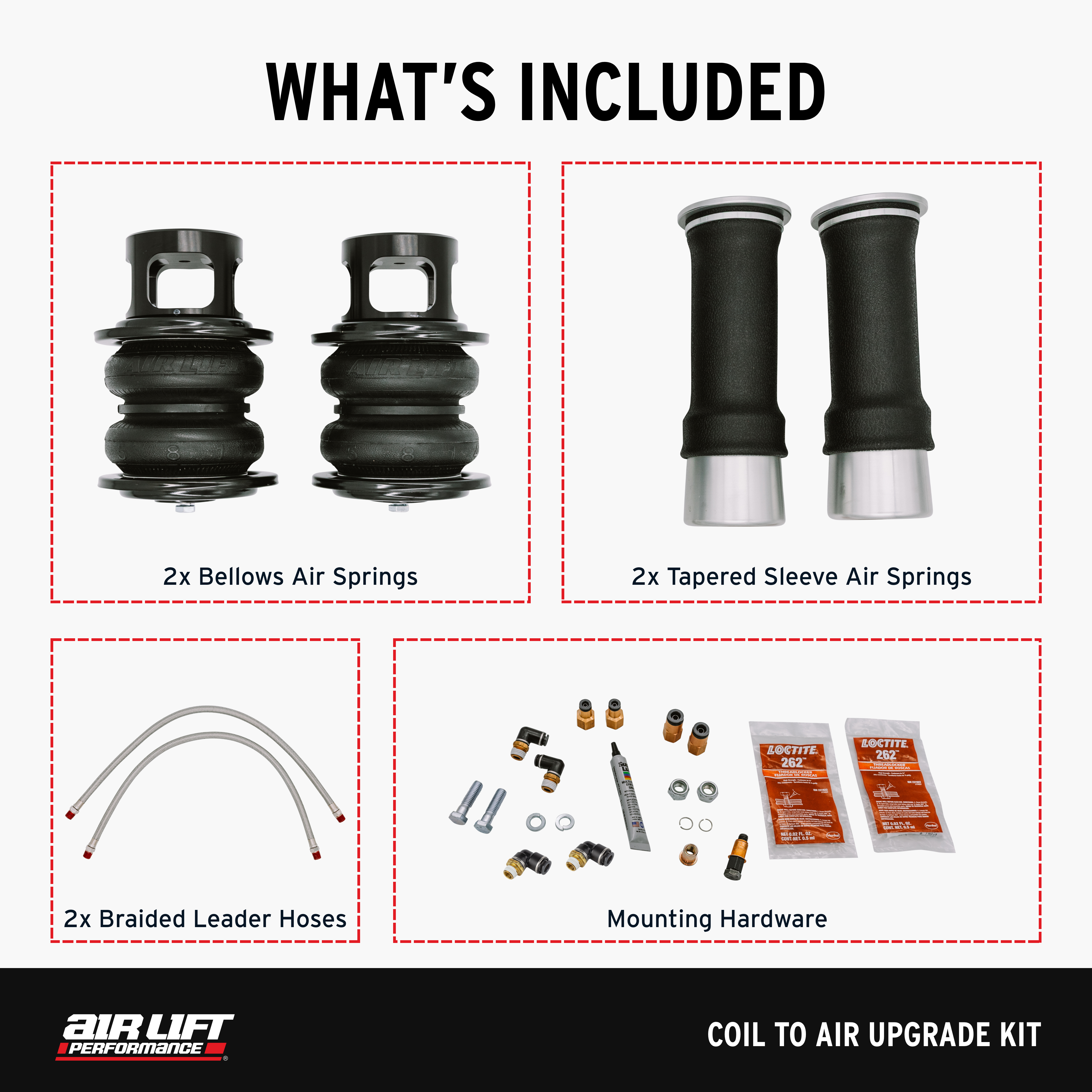 Air Lift Performance 83010 Air Lift Performance Coil To Air Upgrade Kit For Front And Rear